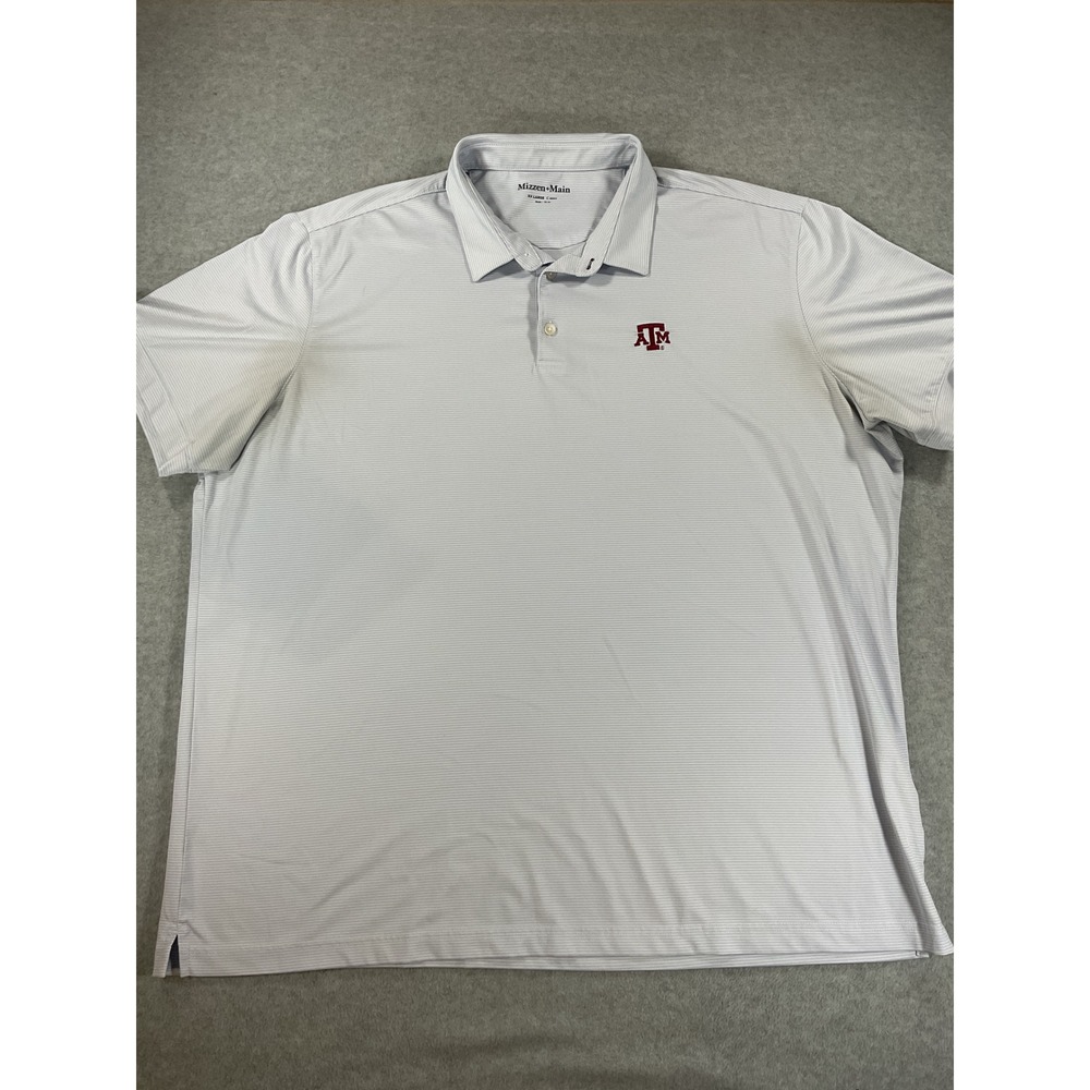 Mizzen+Main Texas A&M Aggies Polo Mens XXL Blue White Striped Performance 2848